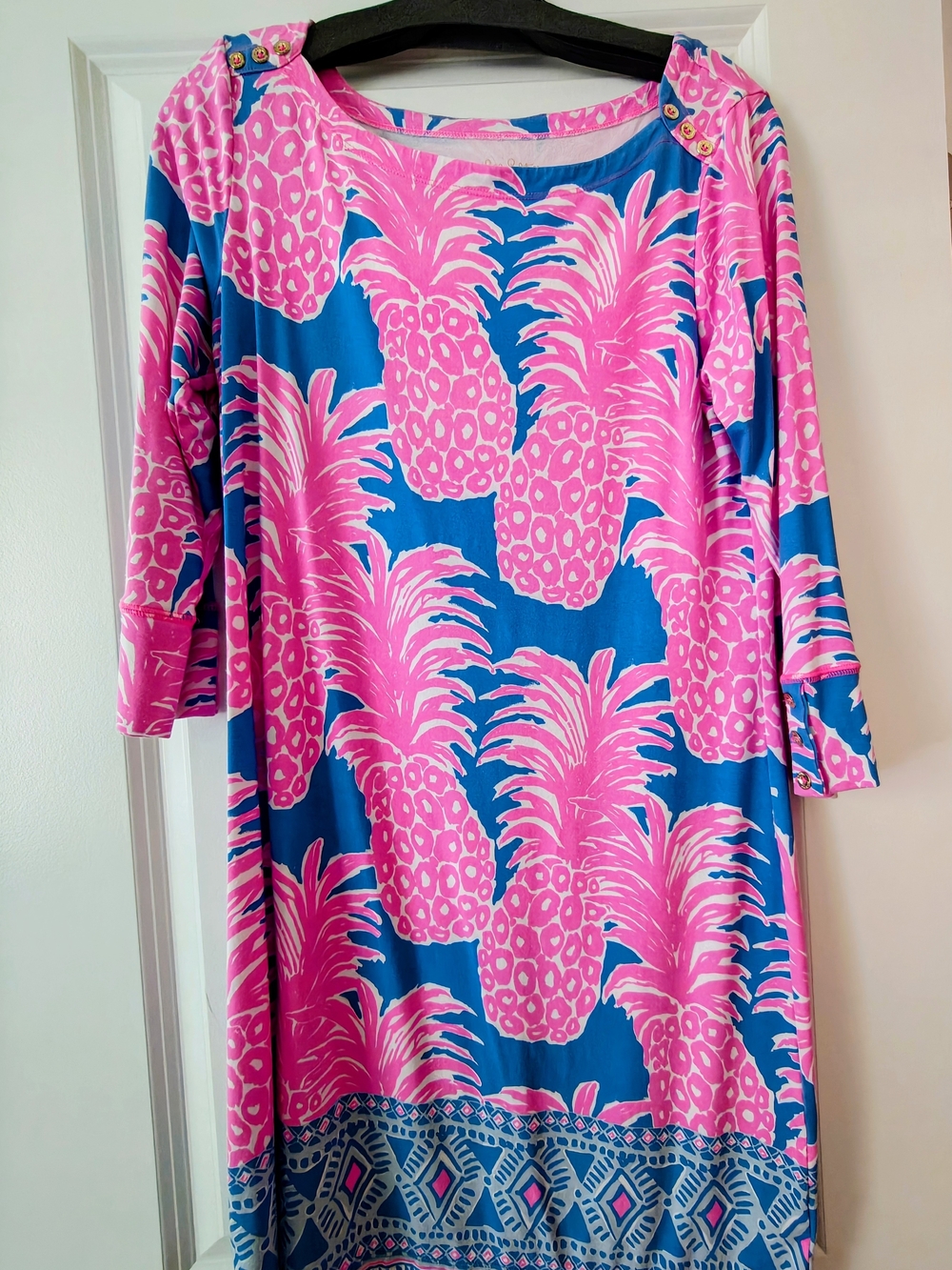 Lilly Pulitzer Blue and Pink Pineapple Print Dress